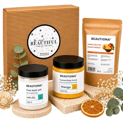 Obrázek produktu pro Beautiona dárková sada domácí SPA Mango a Máta, 3 kosmetické produkty