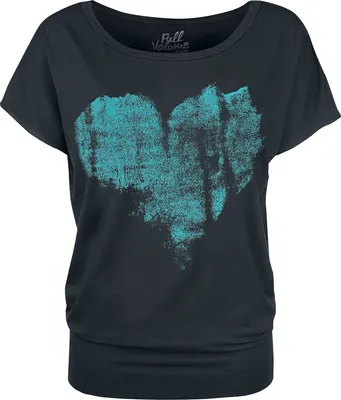 Produktbild von Full Volume by EMP Damen schwarzes lockeres T-Shirt mit Herz-Print 3XL
