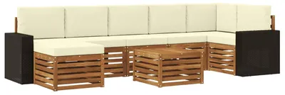 Image de vidaXL Ensemble de salon de jardin 8 pièces, couleurs naturelles et crème