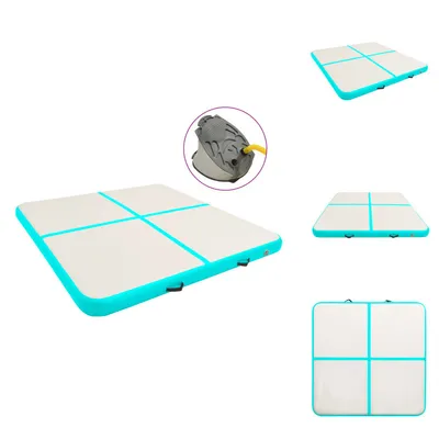 Obrázok produktu pre vidaXL Nafukovacia gymnastická podložka s pumpou 200x200x20 cm PVC zelená - Podložky na jogu a pilates