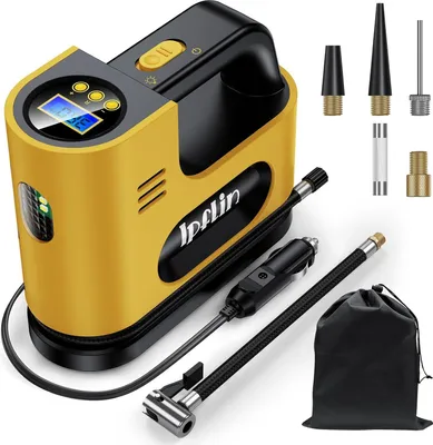 Produktbild von Ipflin Reifenfüller, Luftkompressor, 12 V DC digitale Autoreifenpumpe, 150 PSI gelb