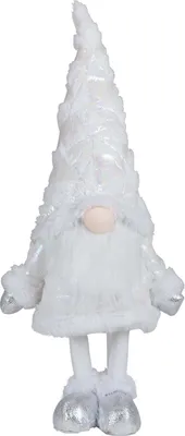 Produktbild von Wackelnder Wichtel 37cm (50cm) Weihnachten Deko Figur Gnom weiß silber