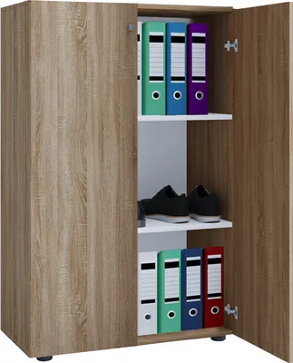 Immagine prodotto di Armadio da ufficio con 3 scomparti | mobile moderno con porte girevoli | Dimensioni ca. B. 70 x H. 110 x D. 40 cm – Lona 3 scomparti