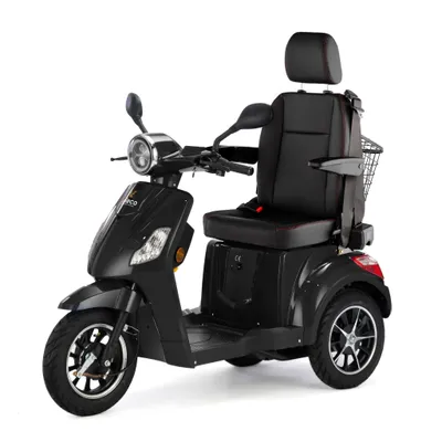 Produktbild von Veleco Draco Elektromobil - Kapitänssitz mit hoher Rückenlehne - 800W - Alarm - Fernbedienung - Seniorenmobil - 3-Rad Mobilitätsroller (Schwarz)