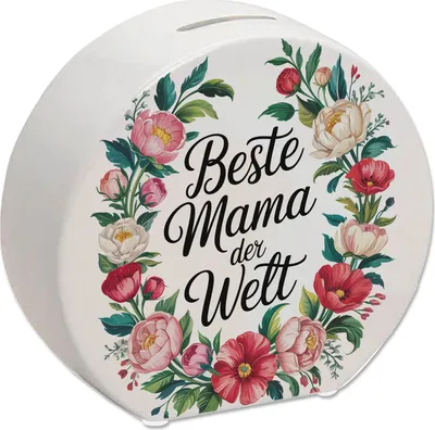 Produktbild von Beste Mama der Welt Spardose Blumenkranz