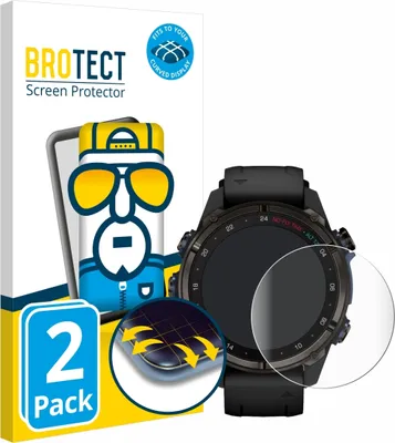 Produktbild von 2x BROTECT Fullscreen Schutzfolie für Garmin Descent Mk3i (43 mm) Displayschutz Folie Fullcover Klar Transparent