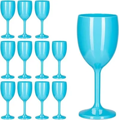 Image de Set de 12 verres à vin en plastique turquoise