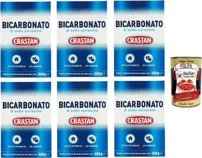 Produktbild von Crastan Bicarbonato di sodio purissimo reines Natriumbicarbonat für den Heimgebrauch und für Lebensmittel 6x 1000g + Italian Gourmet polpa 400g