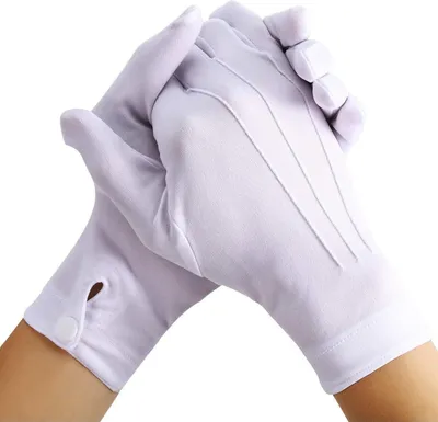 Image de Gants blancs en coton pour les occasions formelles, 2 paires (26 cm)