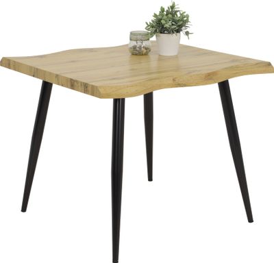 Esstisch Gabi IV-Baumkantenoptik Nachbildung Wildeiche-Metallgestell Rundrohr-90x90cm