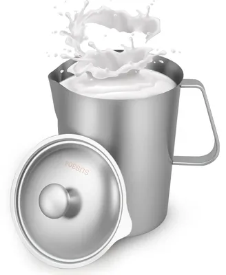 Edelstahl-Milchschaumkanne 2 l mit Deckel und Skala