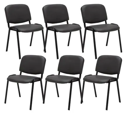 Produktbild von CLP 6er Set Besucherstuhl Ken Kunstleder stapelbar mit einer Sitzhöhe von 44 cm grau