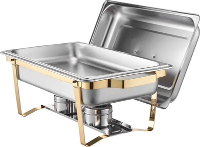 Produktbild von SucceBuy 8 Qt 4er-Pack rechteckiges Chafing Dish Buffet-Set – Pfannen in voller und halber Größe