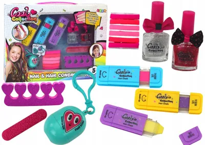 Produktbild von Schmink-Set für Kinder: Haarfarben, Nagellack und Lippenbalsam