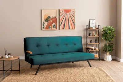 Produktbild von Hanah Home, Zven - Petrol Green, 3-Sitzer-Schlafsofa, Petrolgrün, 100% POLYESTER, 78 x 64 x 180 cm