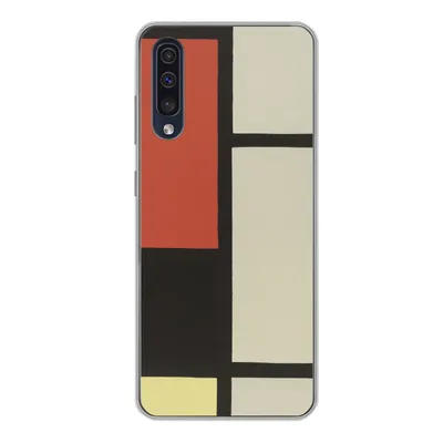 Produktbild von MuchoWow® Handyhülle Schutzhülle Hülle für Samsung Galaxy A50 Komposition mit rotem Quadrat, schwarz, blau - Piet Mondrian Silikon Softcase Handy Hülle - Mobiltelefonhülle