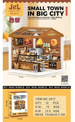 Productafbeelding van DIY Miniatuur Bakkerij Knutselset, Diorama, Poppenhuis, 118 onderdelen met LED-verlichting
