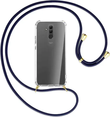 Produktbild von Handykette Backcover-Schutzhülle mit Band (Metall goldfarben) für Huawei Mate 20 lite - dunkelblau