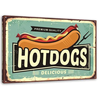 Produktbild von Leinwandbild retro-hotdog 100x70 cm Feeby blau wandbild bereit zum aufhängen
