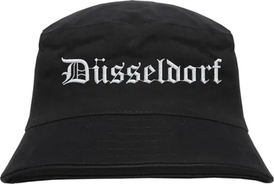 Produktbild von Düsseldorf Fischerhut - Altdeutsch - bestickt - Bucket Hat Anglerhut Hut Schwarz S/M