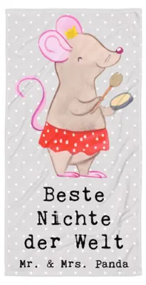 Produktbild von Mr. & Mrs. Panda Strandtuch Maus Beste Nichte der Welt - Grau Pastell - Geschenk, Duschhandtuch, Onkel, Patenonkel, Taufe, Handtuch, Geschenkidee, Tante, Strandlaken