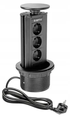 Produktbild von GTV Einbau-Schreibtisch-Steckdosenleiste 3x Schuko Schwarz