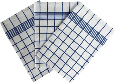 Obrázek produktu pro Kuchyňské utěrky z egyptské bavlny – Negativ bílá s modrým vzorem 50x70 cm, 3 ks