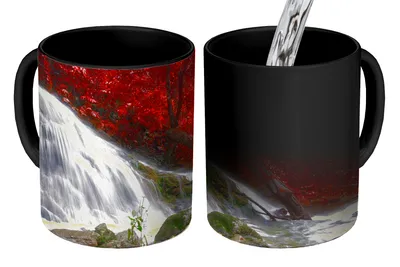 Obrázok produktu pre MuchoWow® Magický pohár Vodopád - Skaly - Voda - Jeseň 350 ml Pohár na zmenu farby Darček Nápad na darček - Foto hrnček