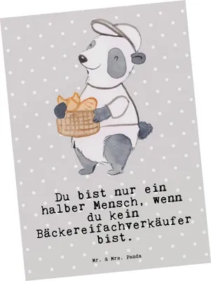 Produktbild von Mr. & Mrs. Panda Postkarte Bäckereifachverkäufer Herz - Grau Pastell - Geschenk, Bäckerei, Fotokarte, Bäckerladen, Backstube, Postkarten, Grußkarte, Motivkarte, Spruch