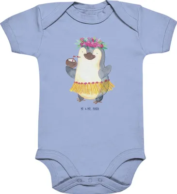 Produktbild von Mr. & Mrs. Panda overall baby Pinguin Kokosnuss 3. - 6. Monat - Dusty Blue - Geschenk, Strampler, Einteiler, Erholt, Hawaii, Urlaub, Babybody, babykleidung body, Ferien