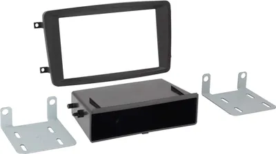 Image de Façade d'autoradio 2-DIN avec vide poche compatible avec Mercedes noire