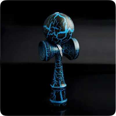 Produktbild von Kendama Geschicklichkeitsspiel mit schwarz/blauer Kugel Holzspielzeug Holz-Kugelfangspiel japanisches Geschicklichkeitsspiel Spielzeug