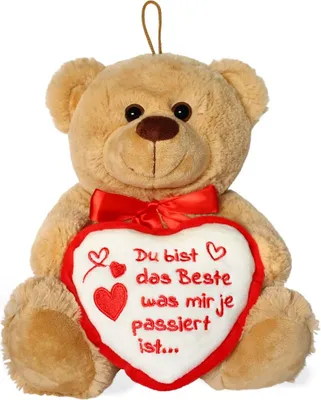 Produktbild von Teddybär mit Herz GUTE BESSERUNG Plüsch-Teddy braun 25 cm