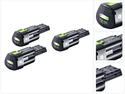 Zdjęcie produktu dla Zestaw akumulatorów Festool 3x BP 18 Li 3.0 Ergo I akumulator 18 V 3,0 Ah / 3000 mAh Li-Ion ( 3x 577704 ) ze wskaźnikiem poziomu naładowania
