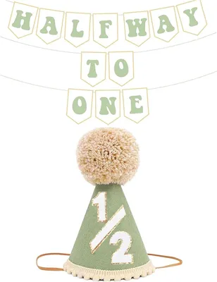 Imagen del producto de Sombrero de cumpleaños, medio, con brillo, 1 unidad, color verde menta, para celebraciones de 6 meses