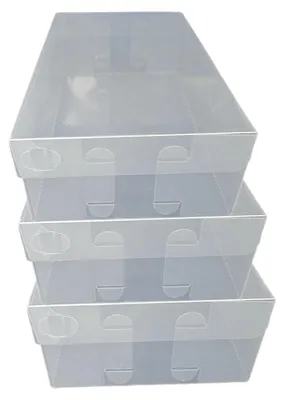 Produktbild von 3 DynaSun PP435 Transparente Schuhaufbewahrungsbox – Stapelbare und faltbare Box