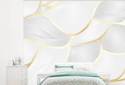 Produktbild von MuchoWow® Fototapete für Wohnzimmer oder Schlafzimmer Wandtapete Vinyl Motivtapete Abstraktes Muster mit goldenen Linien - 275x220 cm - Gemustert