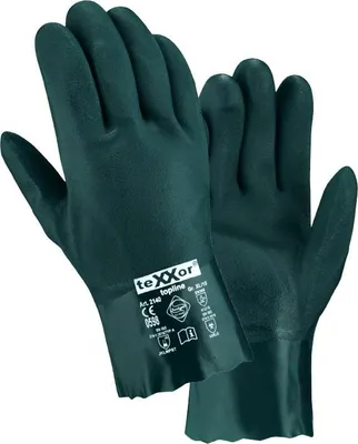 Productafbeelding van 12 paar chemisch resistente handschoenen, PVC, groen, maat 10