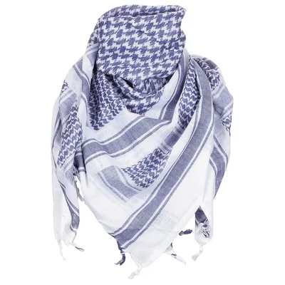 A folded keffiyeh scarf on a white background.