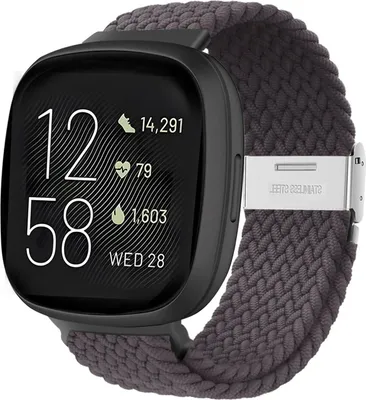 Produktbild von Strap-it Smartwatch Armband - Verstellbares geflochtenes Nylonband - passend für Fitbit Versa 3 / Fitbit Sense - grau