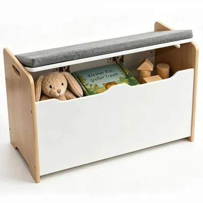 Produktbild von ALVIX Spielzeugtruhe NESTA 1 Kinderbank mit Stauraum,Spielzeug Aufbewahrung,Spielzeugkiste mit Soft-Close-Deckel,Sitzbank für Kinderzimmer,83x40×48 cm