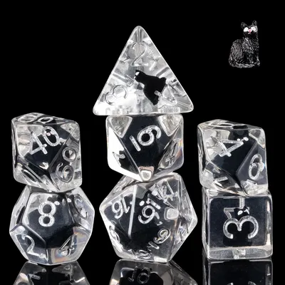 Produktbild von 7-teiliges D&D Würfelset mit Tierdesign für Rollenspiele