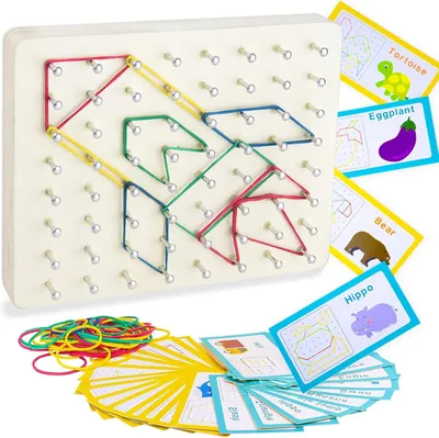 Obrázok produktu pre Montessori Geoboard, Drevená vzdelávacia hračka, 3-6 rokov, pre priestorové myslenie