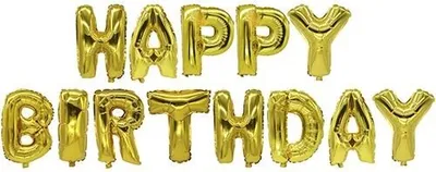 Produktbild von 12x Folienluftballon-Set gold Happy Birthday