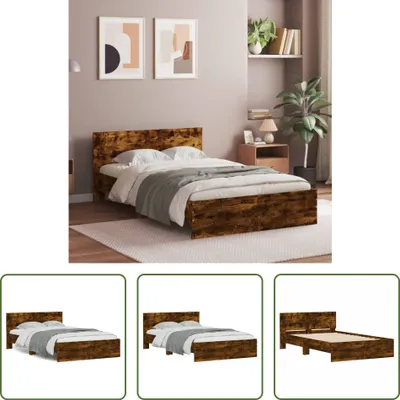 Produktbild von The Living Store Bettgestell mit Kopfteil Räuchereiche 120x190 cm