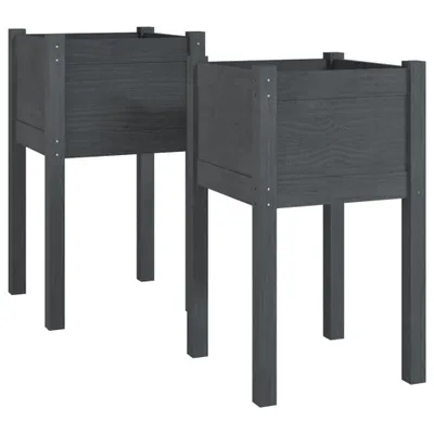 Produktbild von vidaXL Pflanzkübel 2 Stk. Grau 40x40x70 cm Massivholz Kiefer
