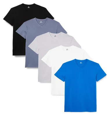Immagine prodotto di Magliette a tinta unita con scollo a V, modello basic, per uomo, confezioni da 3, 5 o 10 pezzi