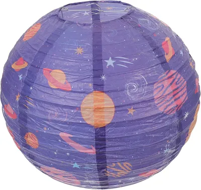Zdjęcie produktu dla Lampion papierowy, motyw kosmiczny, niebieski, 1 sztuka, do dekoracji wnętrz