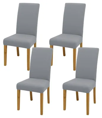 Productafbeelding van Rekbare stoelhoes, lichtgrijs, set van 4, polyester/elastaan