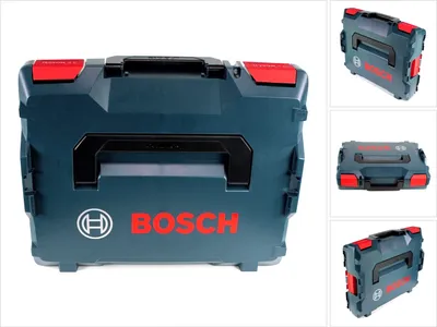 A dark blue Bosch tool case with red accents and a black handle is shown against a white background. The Bosch logo is visible on the front of the case.